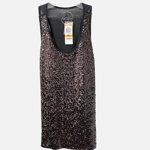 INC International Concepts Black Sequin Holiday Top - Picture 1 of 8